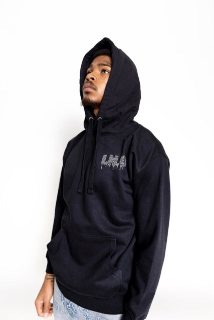 Black slim rim stone Hoodie INO