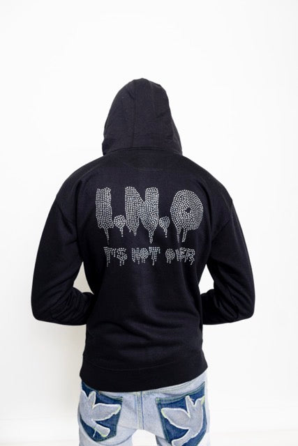 Black slim rim stone Hoodie INO